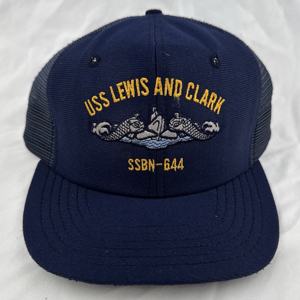Vintage 80s USS Lewis and Clark SSBN-644 Navy Submarine DeLong Trucker Hat